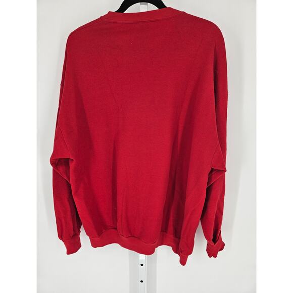 Vintage 1990s Jerzees Women's Red Christmas Printed Crewneck Sweater Size 2X - Picture 2 of 4